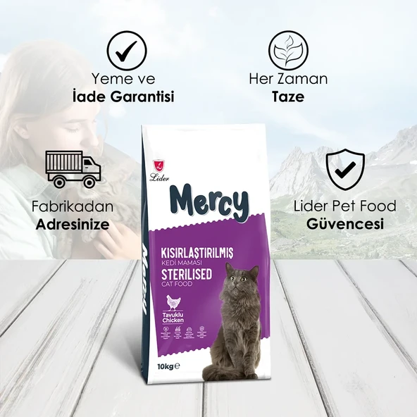 Mercy Tavuklu Kısırlaştırılmış Kedi Maması 10 Kg - 3