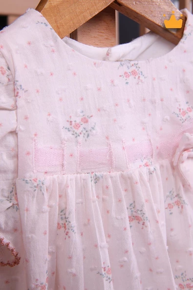 Babydola Kız Bebek Bayramlık Çiçekli Tül Detaylı Elbise 15055 - Resim 4