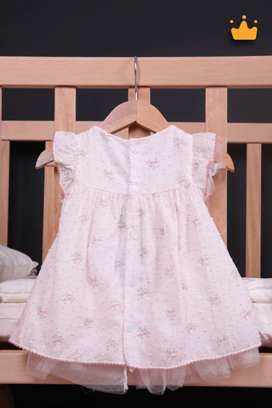 Babydola Kız Bebek Bayramlık Çiçekli Tül Detaylı Elbise 15055 - Resim 5