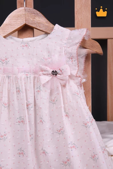 Babydola Kız Bebek Bayramlık Çiçekli Tül Detaylı Elbise 15055 - Resim 2