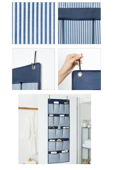 LeylArt Home Nonwoven Organizer Kapı Arkası 16 Bölmeli, bez organizer, düzenleyici, banyo düzenleyicisi, ev düzen - 2