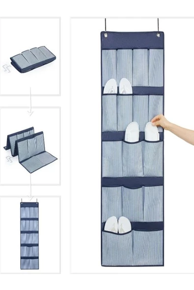 LeylArt Home Organizer Kapı Arkası 16 Bölmeli\ Kumaş Organizer\ Banyo Düzenleyici\ Bez Düzenleyici - 3