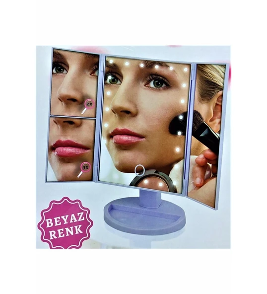 Naturalove Makyaj Aynası LED Işıklı Kapaklı Beyaz - 2