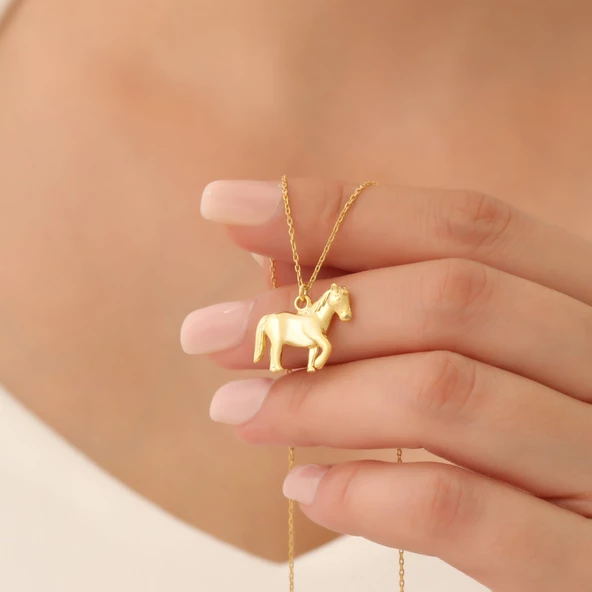 925 Ayar Gümüş At Figür Kolye ürün görseli 1