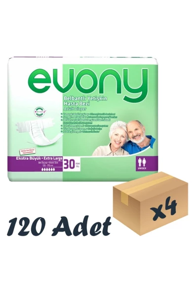 EVONY,Bel Bantlı Yetişkin Hasta Bezi Xlarge 30'lu 4 Paket 120 Adet - 2