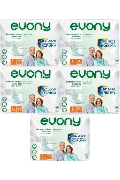 EVONY,Hasta Bezi Yetişkin Bel Bantlı Tekstil Yüzey L-büyük Boy 150 Adet (5pk*30)