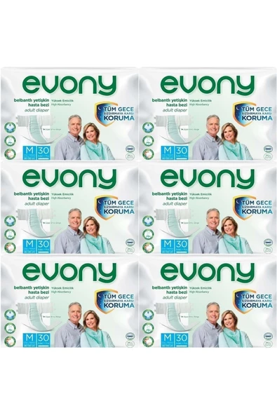 EVONY,Hasta Bezi Yetişkin Bel Bantlı Tekstil Yüzey M-orta Boy 180 Adet (6pk*30)
