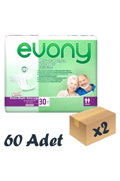 Evony,Bel Bantlı Yetişkin Hasta Bezi Xlarge 30'Lu 2 Paket 60 Adet - 2