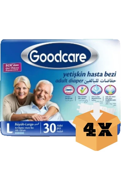 MEDİKAL MERT,Goodcare Belbantlı Büyük Boy (L) Hasta Bezi 30'lu 4 Adet