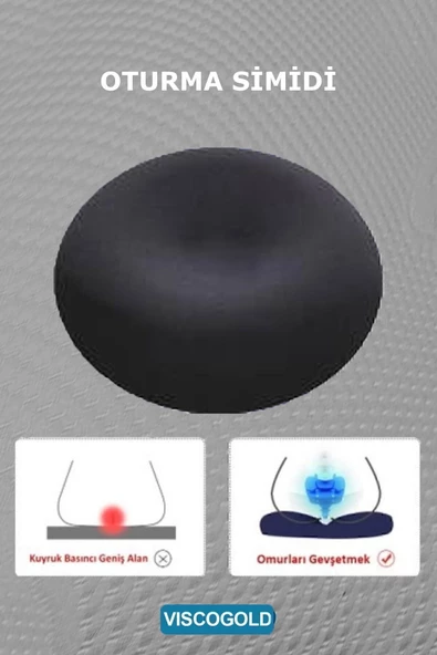 VİSCOGOLD,Ortopedik Oturma Simidi Koltuk Minderi Kuyruk Sokumu Yastığı Yuvarlak
