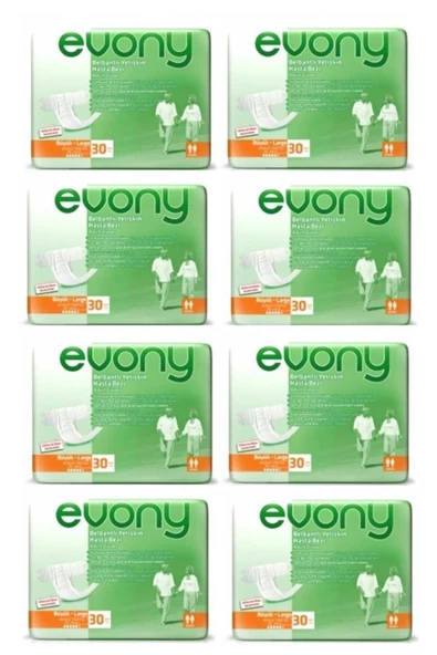 EVONY,Belbantlı Hasta Bezi 240'li Büyük Large Beden 30lu 8 Paket