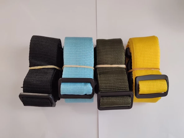 Siyah, Turkuaz, Haki Yeşil Ve Sarı Renk Valiz Kemeri 4 Cm toplam 4 Adet ürün görseli