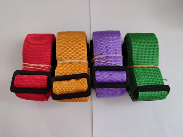 Kırmızı, Portakal, Mor Ve Yeşil Renk Valiz Kemeri 4 Cm toplam 4 Adet