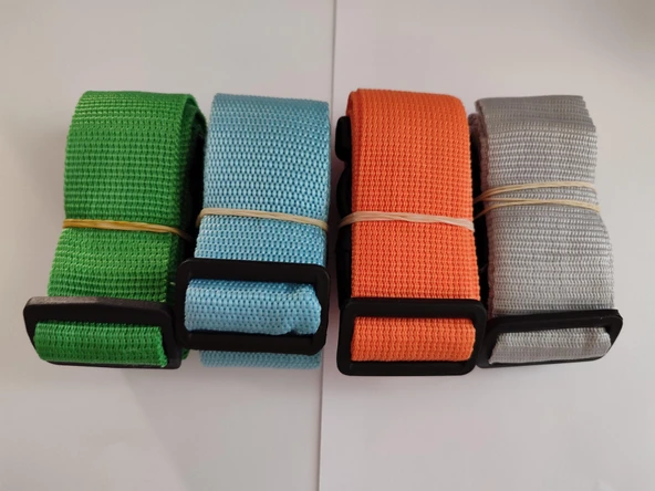 Yeşil, Turkuaz, Turuncu ve Gri Renk Valiz Kemeri 4 Cm toplam 4 Adet