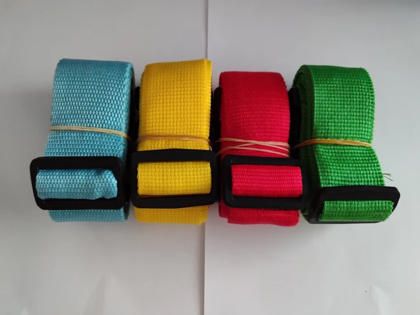 Turkuaz, Sarı, Kırmızı ve Yeşil Renk Valiz Kemeri 4 Cm toplam 4 Adet
