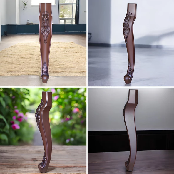 4 Adet Rosa Masa Dresuar Ayağı 75 cm Plastik Ahşap Desenli Mutfak Yemek Masası Mobilya Ayakları - Resim 7