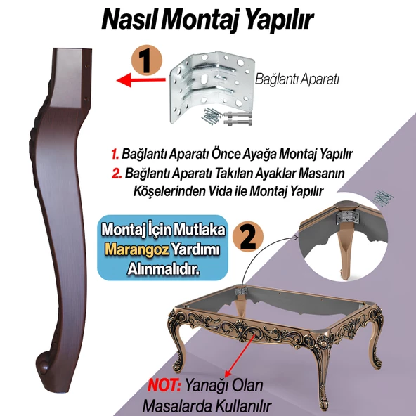 4 Adet Rosa Masa Dresuar Ayağı 75 cm Plastik Ahşap Desenli Mutfak Yemek Masası Mobilya Ayakları - Resim 5