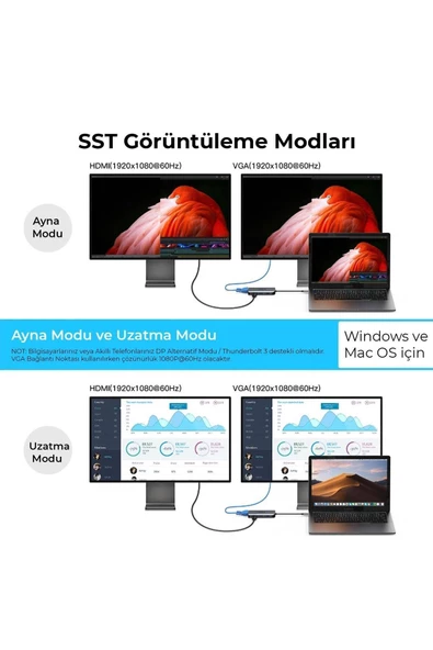 Omars Type-C to 3USB 3.0 HDMI RJ45 HDMI PD Micro SD/SD VGA - 4