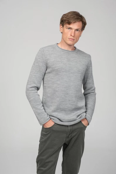 Erkek Sosis Yaka Ve Kol Detaylı Klasik Mevsimlik Triko Kazak - 10