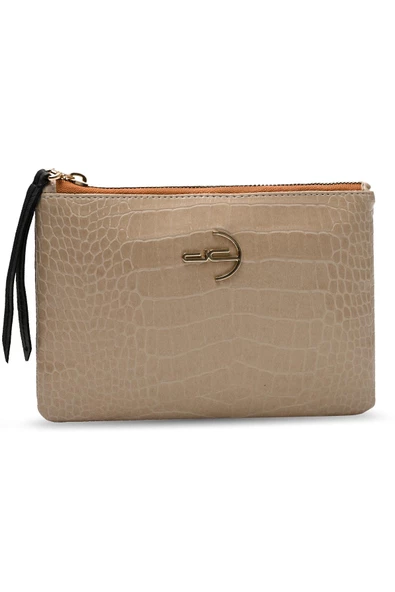 Kadın Basic Clutch Çanta Kroko Timsah Desen Bej (4031-BJ) 214030 - 3