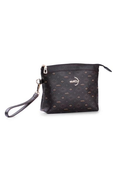 Kadın Basic Clutch Çanta Monogram Desenli Logolu Kahverengi Taba (4010K) 214009 - 3