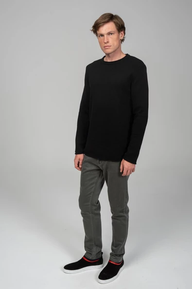 Erkek Sosis Yaka Ve Kol Detaylı Klasik Mevsimlik Triko Kazak - 4