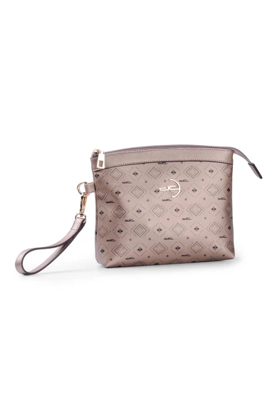 Kadın Basic Clutch Çanta Monogram Desenli Logolu Altın Siyah (4010A) 214009 - 3