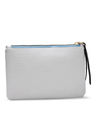 Kadın Basic Clutch Çanta Kroko Timsah Desen Beyaz (4031-BB) 214030 - 5