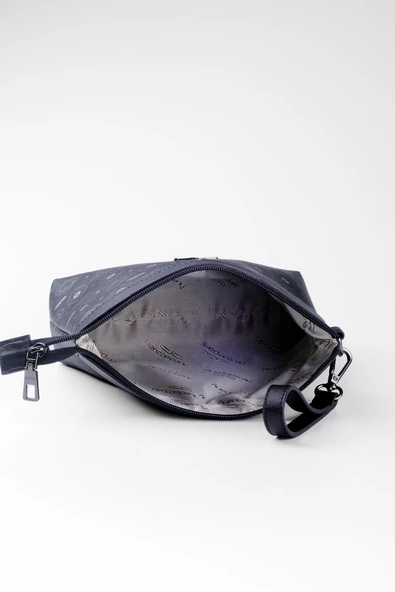 Kadın Basic Clutch Çanta Monogram Desenli Logolu Siyah Gri (4010SG) 214009 - 5