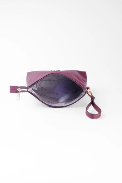 Kadın Basic Clutch Çanta Monogram Desenli Logolu Bordo Siyah (4010B) 214009 - 5