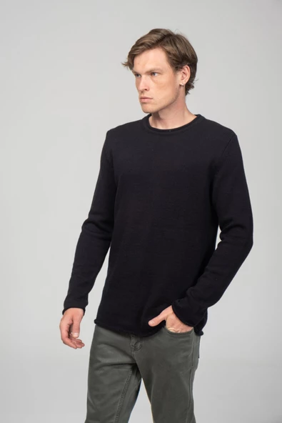 Erkek Sosis Yaka Ve Kol Detaylı Klasik Mevsimlik Triko Kazak - 6