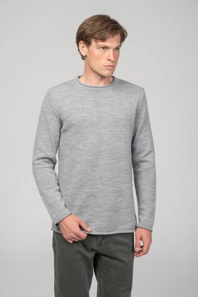 Erkek Sosis Yaka Ve Kol Detaylı Klasik Mevsimlik Triko Kazak - 12