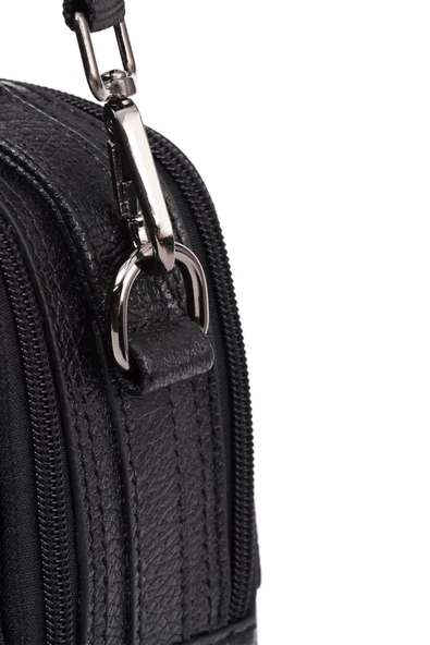 Erkek Hakiki (Gerçek) Deri Portföy Çanta Floater Desen Siyah 116501 - 4