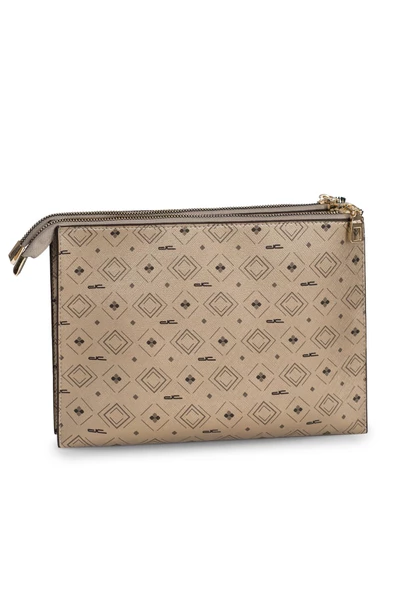 Kadın Basic Clutch Çanta Monogram Desen Altın Siyah (4034A) 214031 - 11
