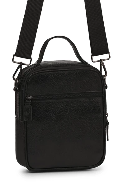 Erkek Hakiki (Gerçek) Deri Portföy Çanta Floater Desen Siyah 116501 - 2