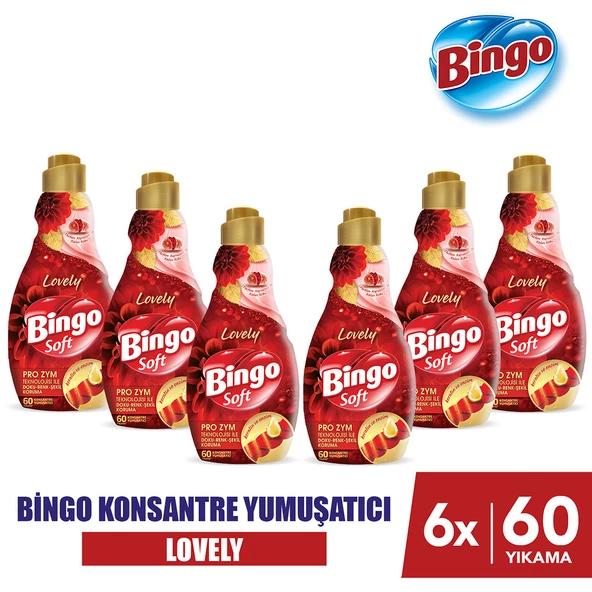 Bingo Soft Konsantre Çamaşır Yumuşatıcısı Lovely 1440 ml X 6 Adet