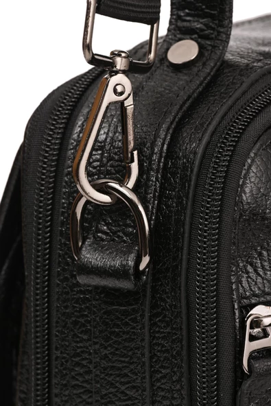 Erkek Hakiki (Gerçek) Deri Portföy Çanta Floater Desen Siyah 116501 - 3