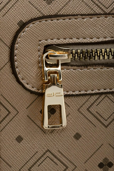 Kadın Basic Clutch Çanta Monogram Desen Altın Siyah (4034A) 214031 - 9