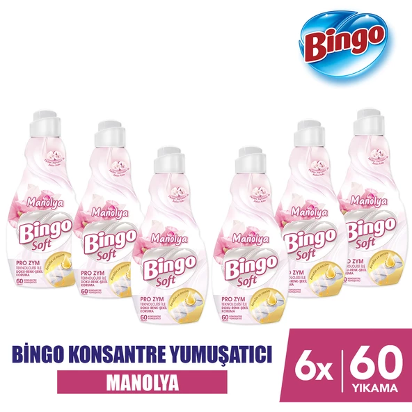 Bingo Soft Konsantre Çamaşır Yumuşatıcısı Manolya 1440 ml X 6 Adet