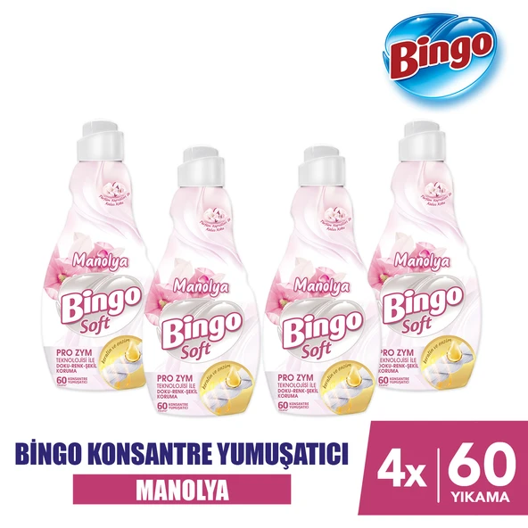 Bingo Soft Konsantre Çamaşır Yumuşatıcısı Manolya 1440 ml X 4 Adet