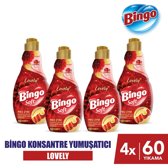 Bingo Soft Konsantre Çamaşır Yumuşatıcısı Lovely 1440 ml X 4 Adet