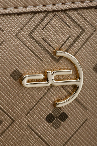 Kadın Basic Clutch Çanta Monogram Desen Altın Siyah (4034A) 214031 - 5