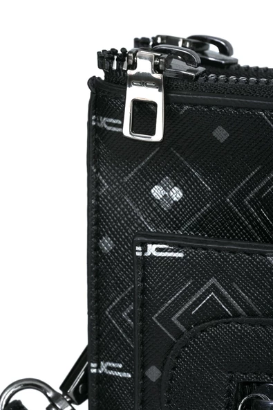 Kadın Basic Clutch Çanta Monogram Desen Siyah Gri (4034SG) 214031 - 8