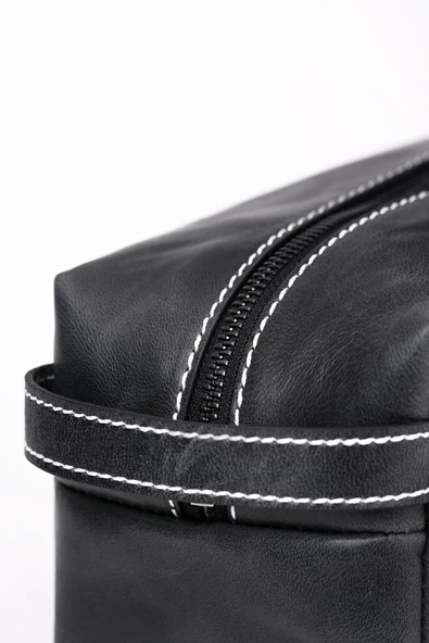 Kadın Hakiki (Gerçek) Deri Kozmetik Çantası Crazy Desenli Antrasit Gri 214501 - 3