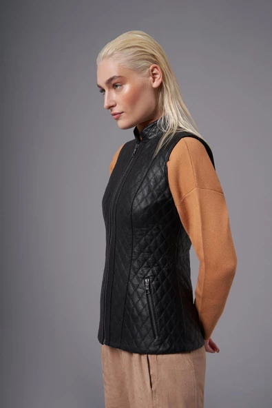 Marrone Siyah Deri Yelek - 2