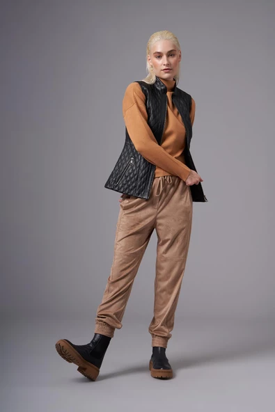 Marrone Siyah Deri Yelek - 4