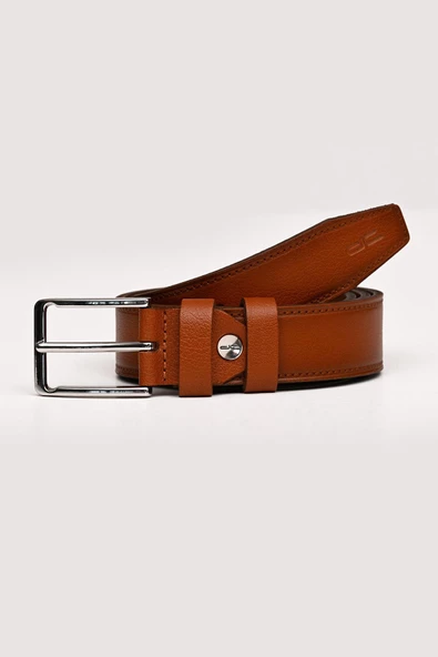 Erkek Hakiki (Gerçek) Klasik Deri Kemer Taba 112517