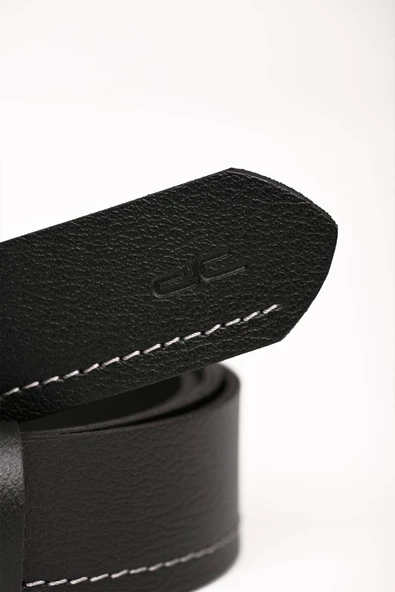 Erkek Hakiki (Gerçek) Casual Deri Kemer Siyah Gri 112518 - Resim 6