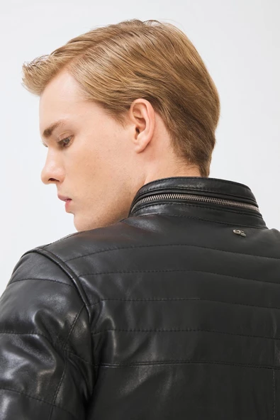 Drake Siyah Deri Mont - 3