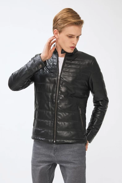 Drake Siyah Deri Mont